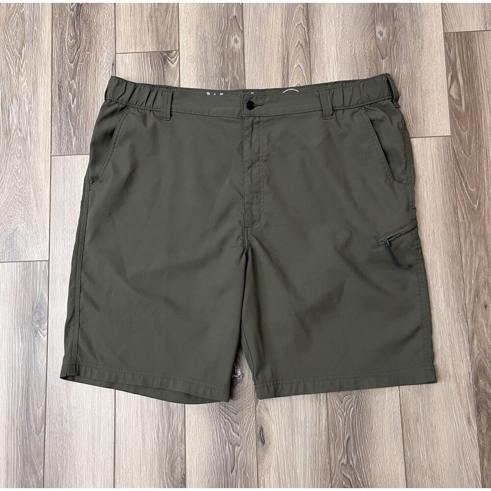 Wrangler Men's Sz 42 Field Utility Relaxed Fit Shorts Green Poly Cargo 9” Inseam